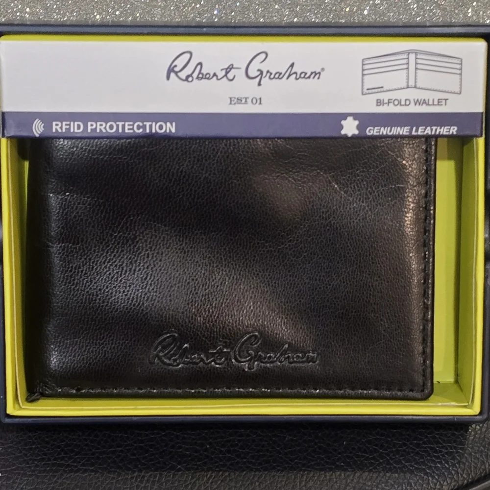 Robert Graham Natter Leather Bi-Fold Wallet- Black